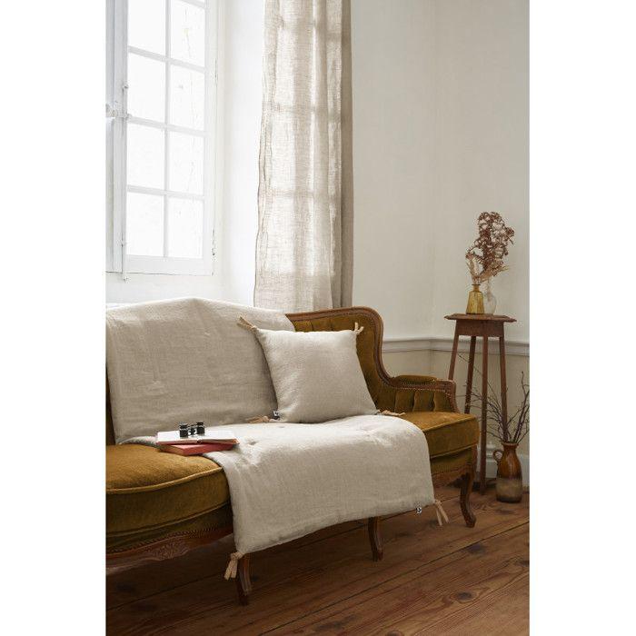 Edredon ou Bout de lit matelassé 90 x 200 cm "Soline" Lin lavé - Soline Sable