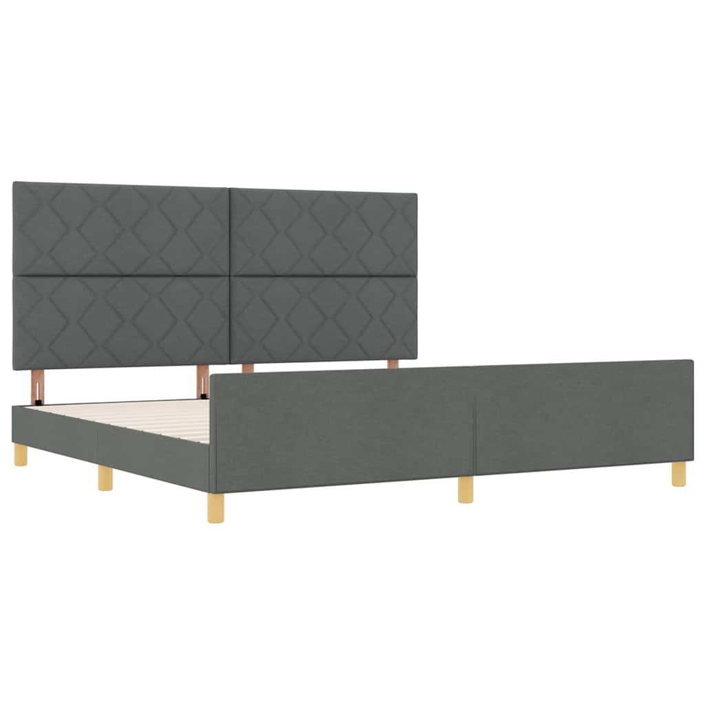 Bed Frame with Headboard Dark Gray 200 X 200 Cm Fabric