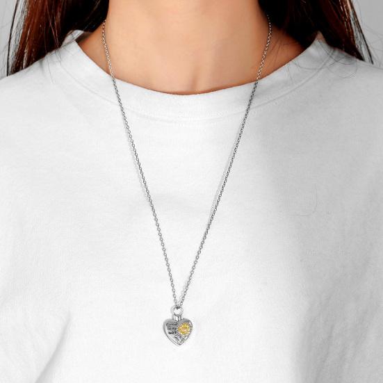 Unisex Sunflower Forever My Heart in Pendant Chain Necklace Memorial Jewelry