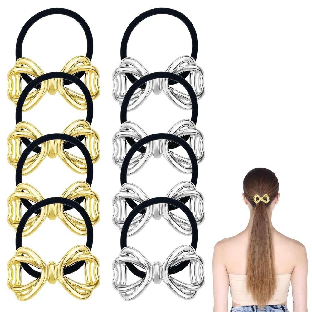 Golden Color Metal Hair Cuff Irregular Shape Hair Rope Classic Elastic Hair Band  Girls