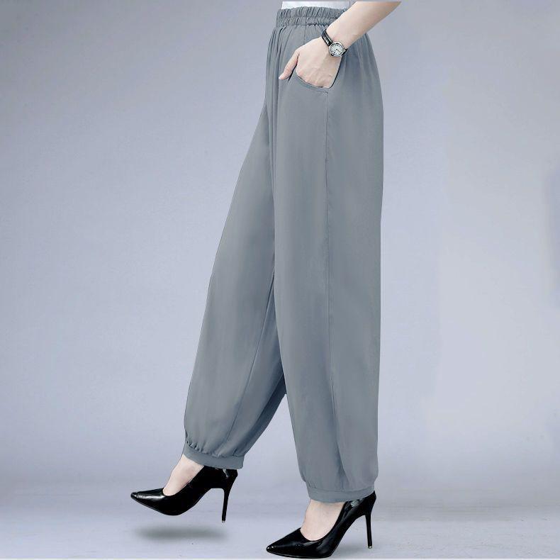

Plus Size Women s High Waist Casual Wide Leg Printed Cotton Silk Pants XL (85-105 jin)