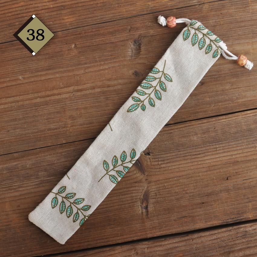1pc Eco Friendly Canvas Drawstring Pouch Japanese Style for Chopsticks Spoon Straw Home Kitchen Travel Organizer