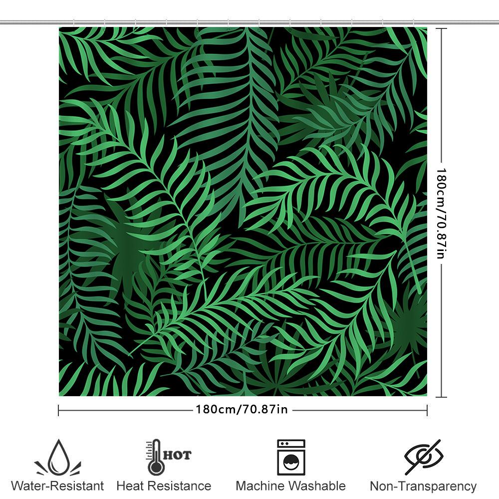 Tropical Plant Pattern Shower Curtain Green Leaves Design For Bathroom Decor