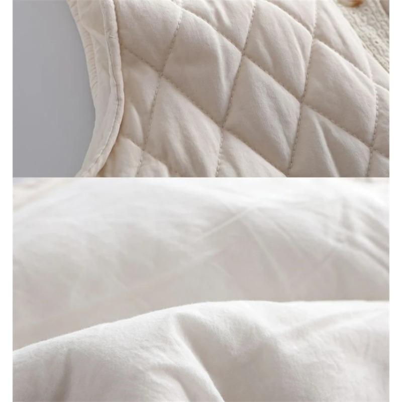 Autumn Winter Sleeveless Lace Casual Women's Down Cotton Vest Coat Advanced Korean Version Ladies Waistcoat Jacket