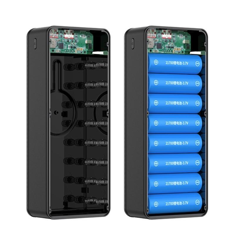 LED Camping Light Integrated Battery Box for 16 Slots 21700 Batteries DIY Charging Case with Multi Function