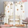 2pcs,2D Plane Printing Window Curtain Autumn Leaves Bench Lanterns (3) Polyester Fabric (without Rod) Versatile All for Living