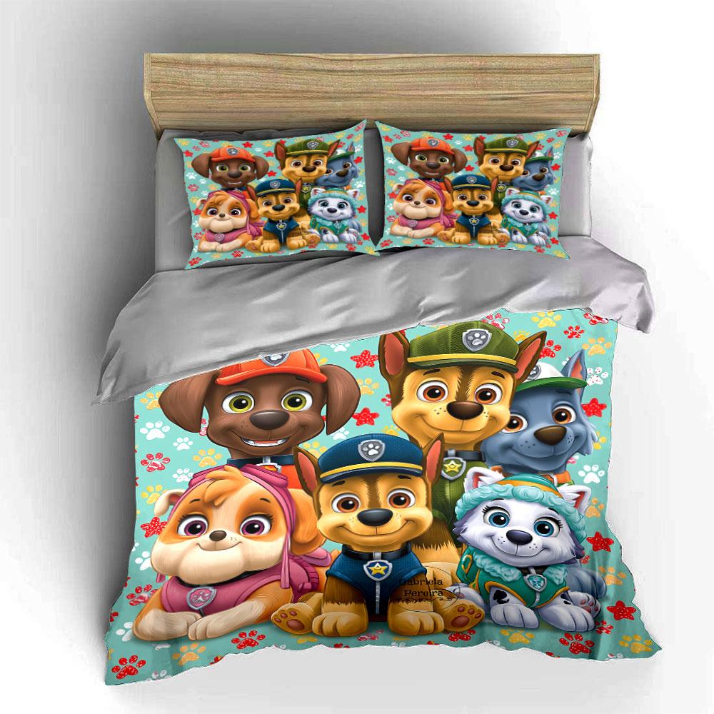 Cute Cartoon Dog Team Pattern Bedding Duvet Cover Set Duvet Cover Pillowcases (1*Duvet Cover 2*Pillowcases, Without Duvet Insert)
