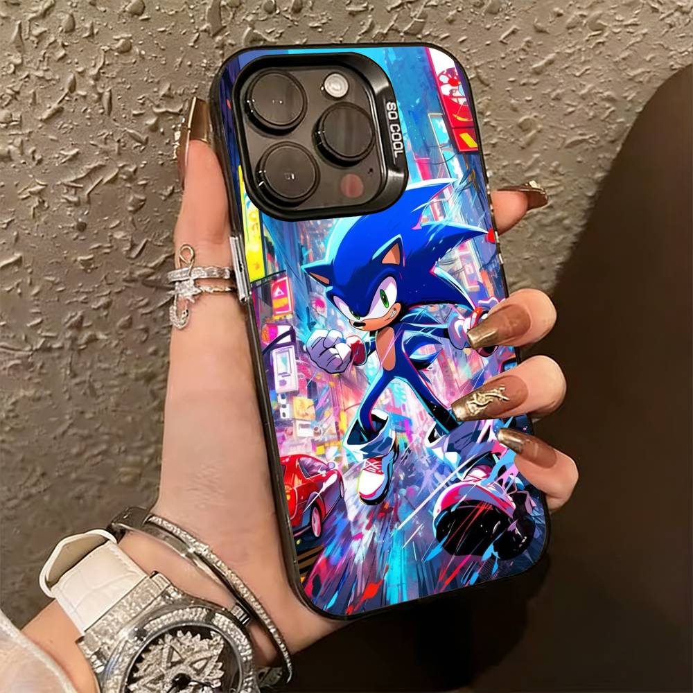 S-Sonic & K-Knuckles Phone Case For iPhone 17,16,15,14,13,12,11 Plus,Pro Max,XS,Colorful Silver Black Cover