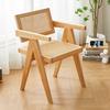 Medieval Modern Armchair - Wooden Frame and Rattan Weaving Design, Accent Chair for Dining Room and Living Room, Lounge Chair