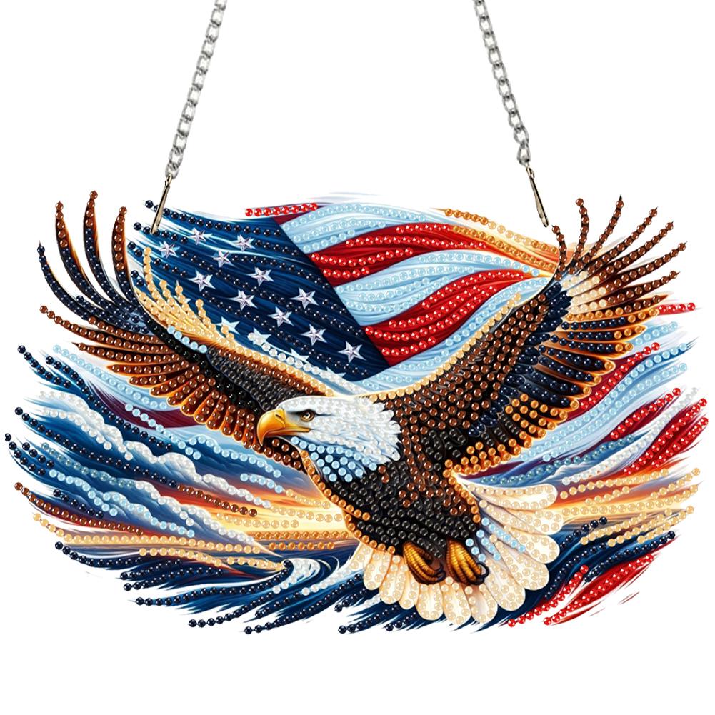 US Flag Eagle 2D Flat DIY Special Shape Rhinestone Diamond Art Window Pendants Hanging Diamond Art Kits Wall Door Decoration
