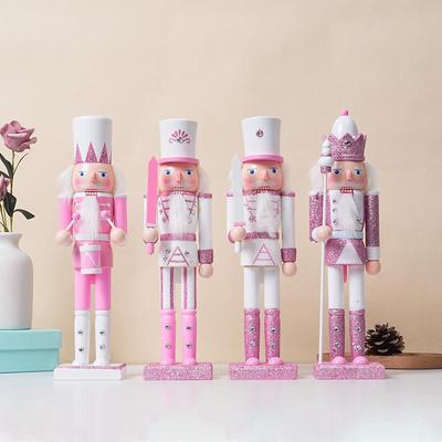 Pink Wooden Nutcracker Soldier Figurine - Christmas Decoration King