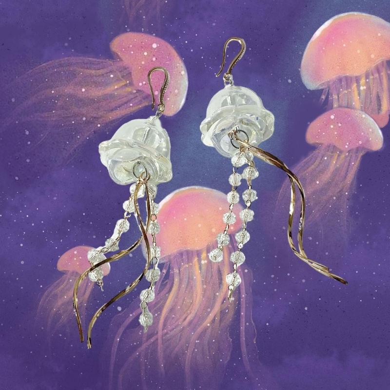 Fashion Jellyfish Tassels Drop Earrings Temperament Dangle Earrings Elegant Pendant Earring Party Jewelry Charm Earring