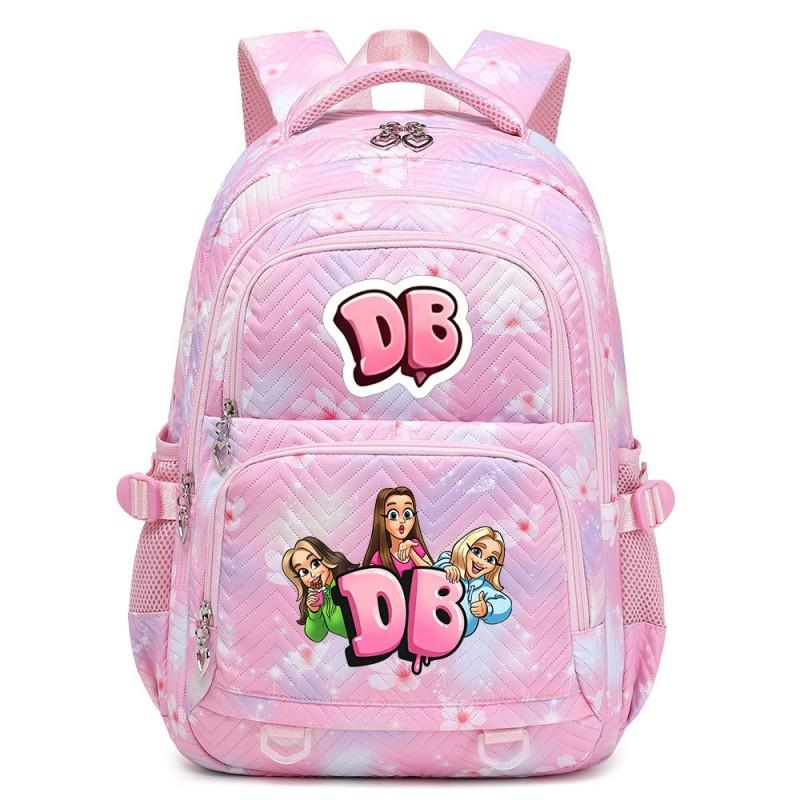 Cute Cartoon Character Print Backpack Girls School Use Large Capacity Nylon Student Bag With Padded Curved Straps