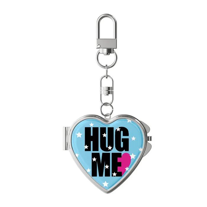 Hug Me Blue Heart Mirror Keyring