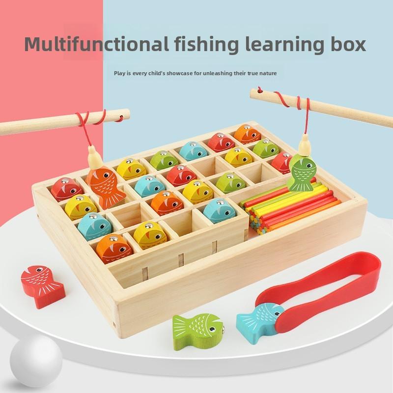 Educational Wooden Fishing Game For Children With Magnetic Fish Learning Puzzle For Kids