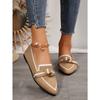 Women's Pointed Toe Flying Woven Loafers, Bow Decor Slim Fit Flat Shoes, Casual Slip On Daily Ladies Single Shoes