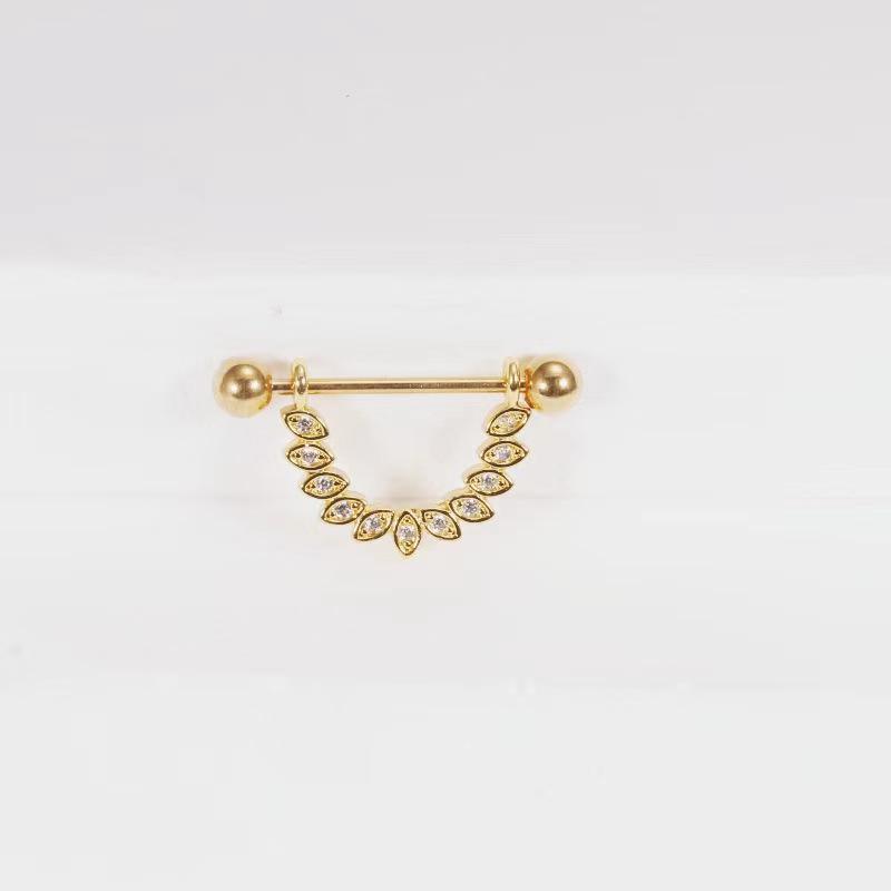 Stainless Steel Winged Zircon Nipple Ring Body Jewelry