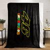 Valentino Rossi Number 46 The Doctor Rainbow Lettering Blanket Throw, Yellow Racing Style Design, Cozy Fan Bedding and All Seasons Gift