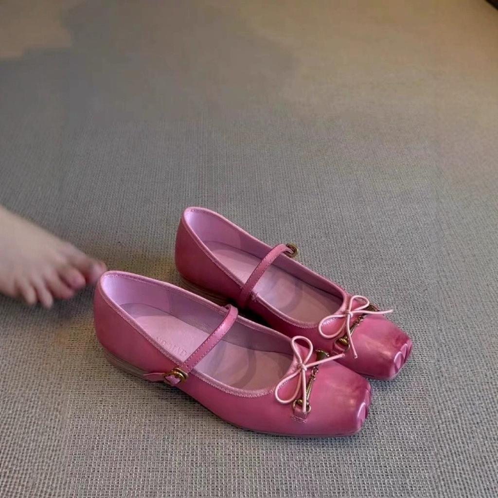 Sheep print version, ballet single shoes women's autumn 2025 new shallow mouth Mary Jane shoes low heel retro small leather shoes