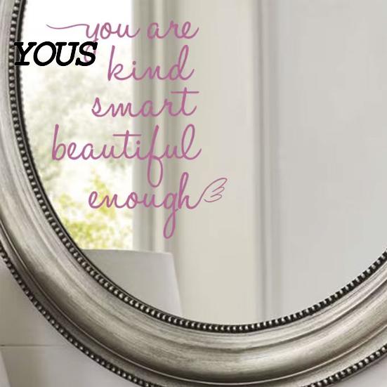 Removable Glass Decor for Home Inspirational Quote Decals Mirror, Motivational Saying Affirmation Stickers, Waterproof Static Cling Mirror Stickers