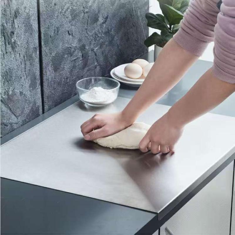 Stainless Steel Cutting Board with Counter Lip Thicked Chopping Board for Kitchen Countertop Perfect for Cut Dough Meat Fruit