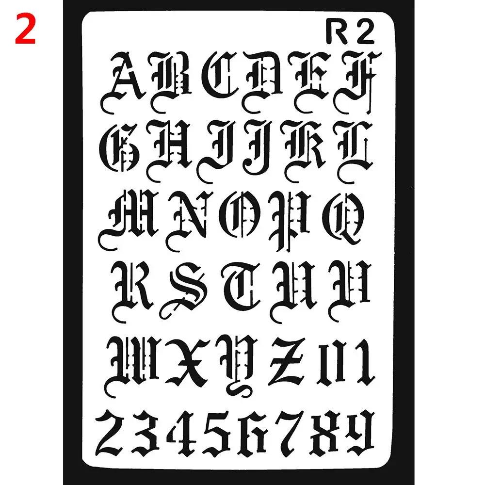Bastelarbeiten Scrapbooking Prägung Buchstaben Alphabet Wandmalerei Abdeckspray Schichtschablonen