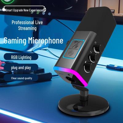 RGB Dynamic USB Microphone for Gaming, Recording, and Singing with Noise Reduction and Sound Card Integration