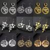 LIKGREAT Pendientes Largos Colgantes Ojo de Horus Ankh Cruz Egipcia para Mujer Acero Inoxidable Nudo Celta Ojo de Ra Amuleto Joyería