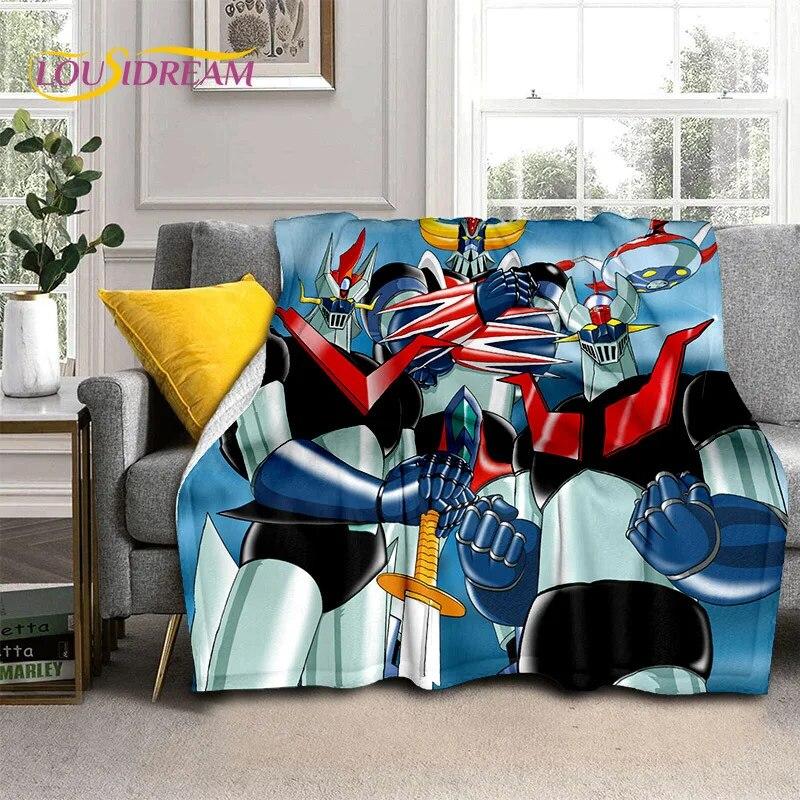 Cartoon UFO Robot Grendizer Anime Blanket,Soft Throw Blanket for Home Bedroom Bed Sofa Picnic Travel Office Cover Blanket Kids