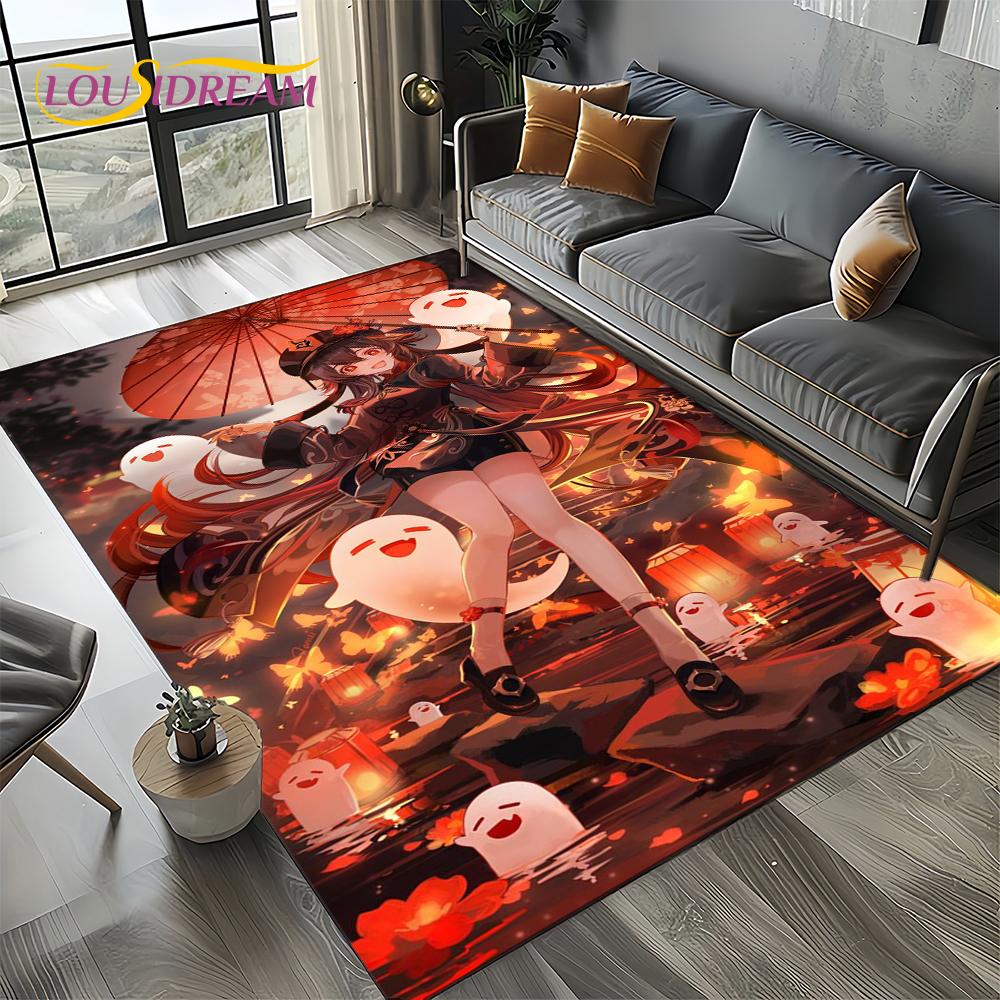 2025 New Cartoon Genshin Impact Character Solo Game Carpet Rug for Living Room Bedroom Home Sofa Decoration,Non-slip Floor Mat