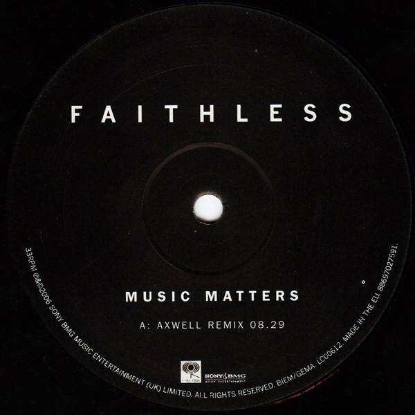 12inch Record FAITHLESS  Music Matters 88697027591 Columbia 2007 Europe Dance  Electronica Used