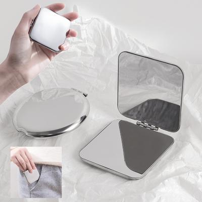 1 pièce Miroir de poche à main pour femme style Ins, en acier inoxydable, portable, double face, incassable, mini miroir de maquillage