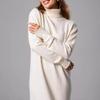 GMXIA Women's High Neck Knit Dress Autumn and Winter New Loose Inside-out Solid Color Thin Sweater Dress
