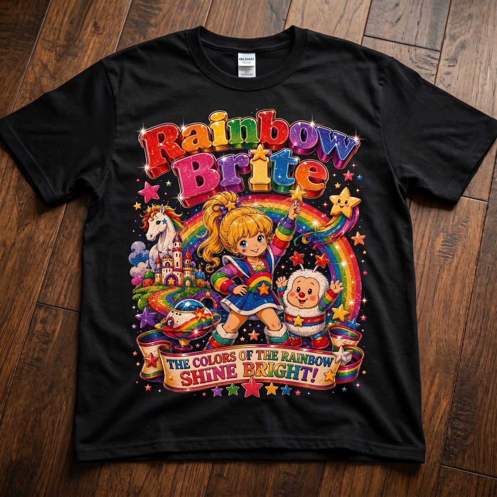 Rainbow Brite Sparkle Tee | Retro 80s Cartoon Unisex T-Shirt S