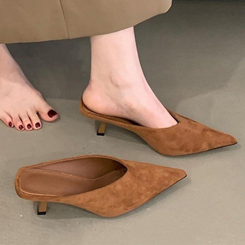 Pointed Toe Women Slippers High Heels Luxury Dress Mules Shoes Sexy Pumps 2025 Summer Elegant Designer Zapatos De Mujer