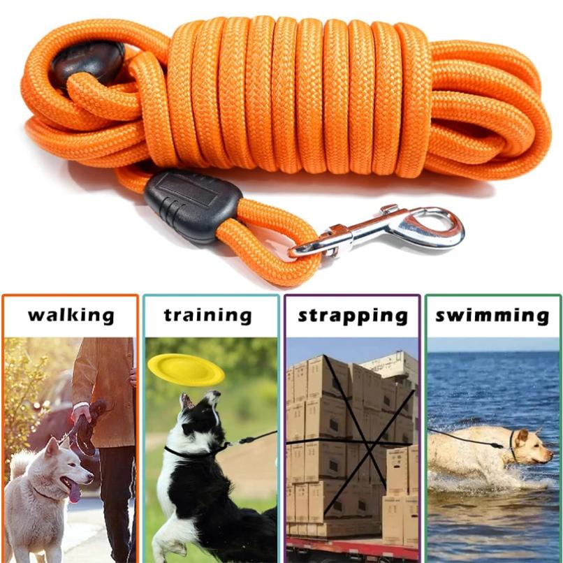5M/10M/15M lange Hundeleine aus Seil – strapazierfähige Hundeleine aus Nylon für das Agility-Training mit Rückruffunktion für mittelgroße und große Hunde