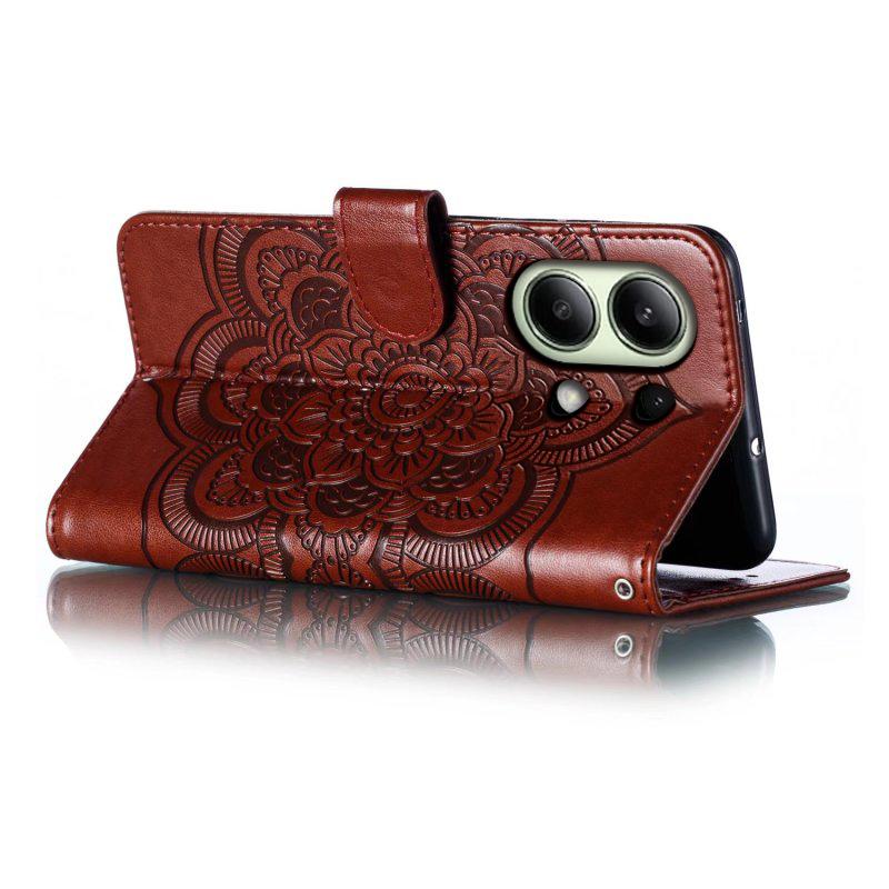 For Xiaomi Redmi Note 13 4G Case PU Leather Mandala Imprinted Design Wallet Phone Cover