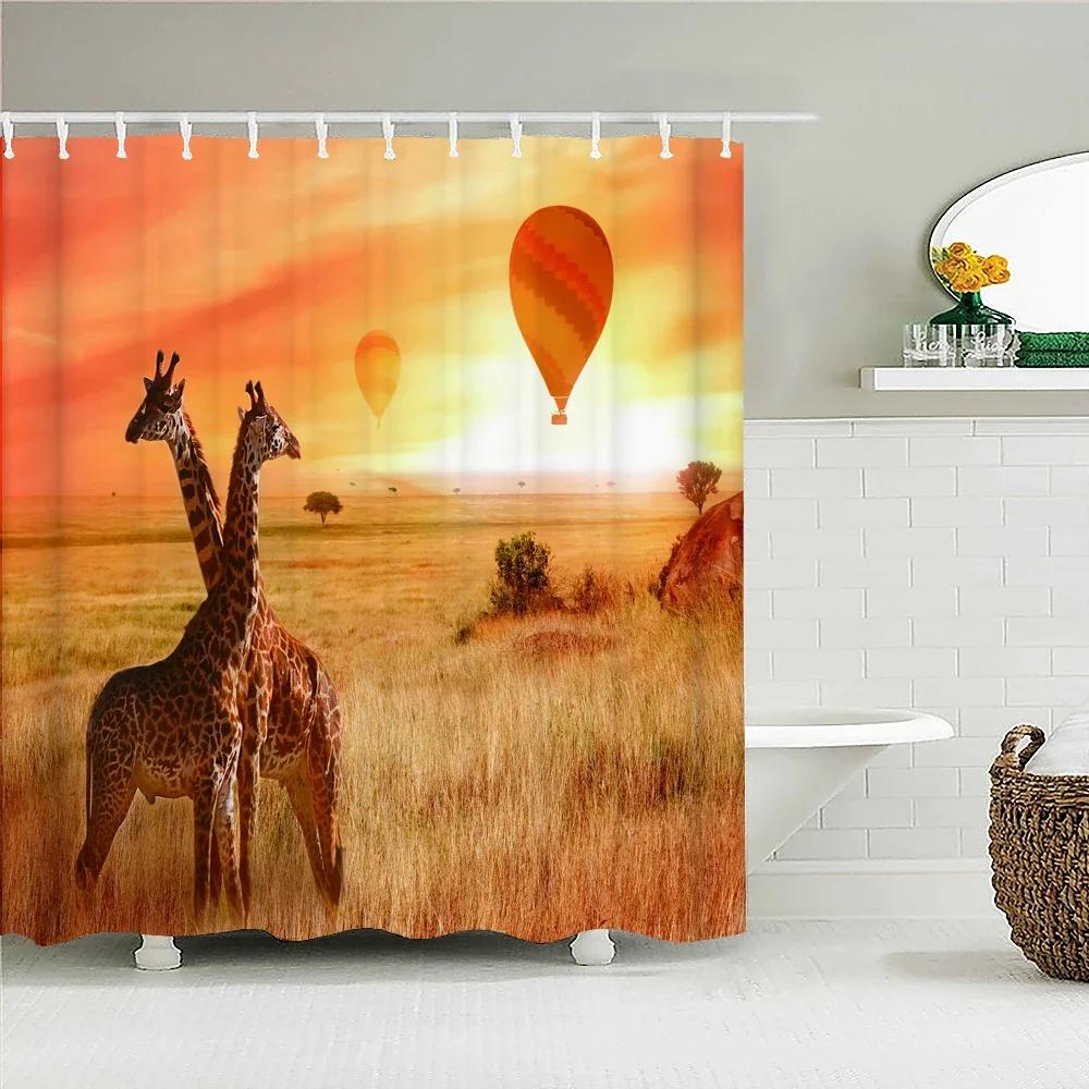 Sunlight Ocean Beach Fabric Shower Curtain Bathroom Curtains Sunset Dusk Sea Animal Dolphin Bath Screen with 12 Hooks 300x180