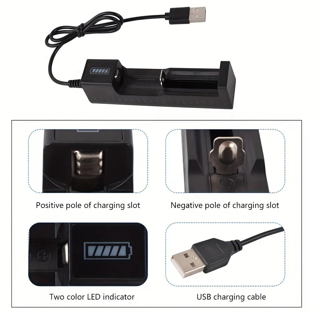 18650 Ladegerät Aufladen 3,7 V Li-Ionen-Akku-Ladegerät USB Universal Smart 1 Slot Ladegerät Lithium-Batterien Ladeadapter