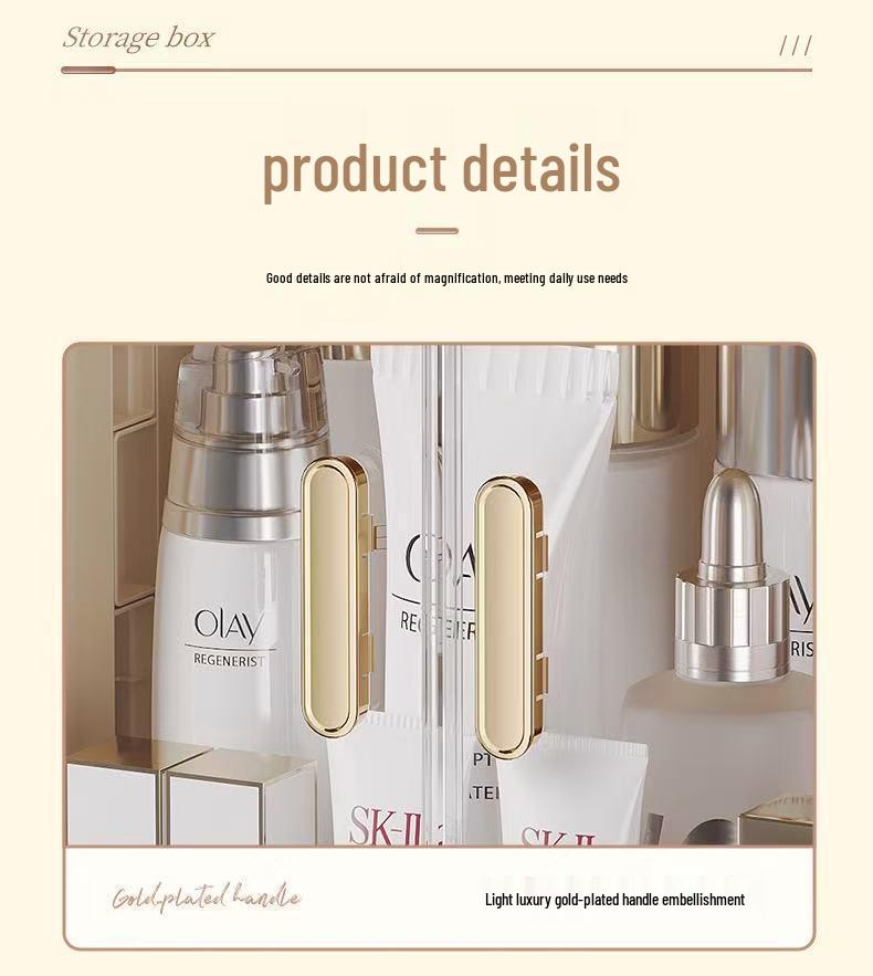 Cutie de Depozitare Cosmetică Pliabilă de Lux cu Sertar - Organizator de Mare Capacitate pentru Îngrijirea Pielii și Rujuri