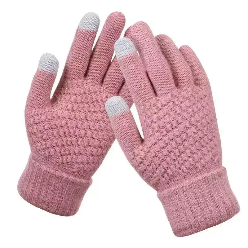

Touchscreen Winter Gloves Thick Fleece Lined Warm Korean Style Cycling Student Outdoor Riding Sports Handwear Accessories рожевий