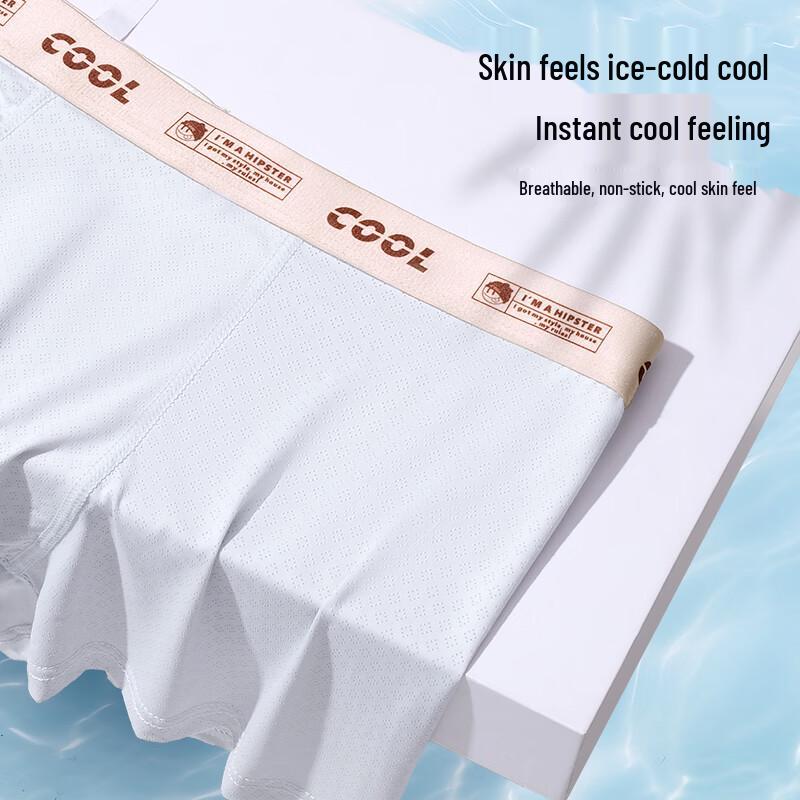 FitonTon Men's Antibacterial Ice Silk Boxer Briefs