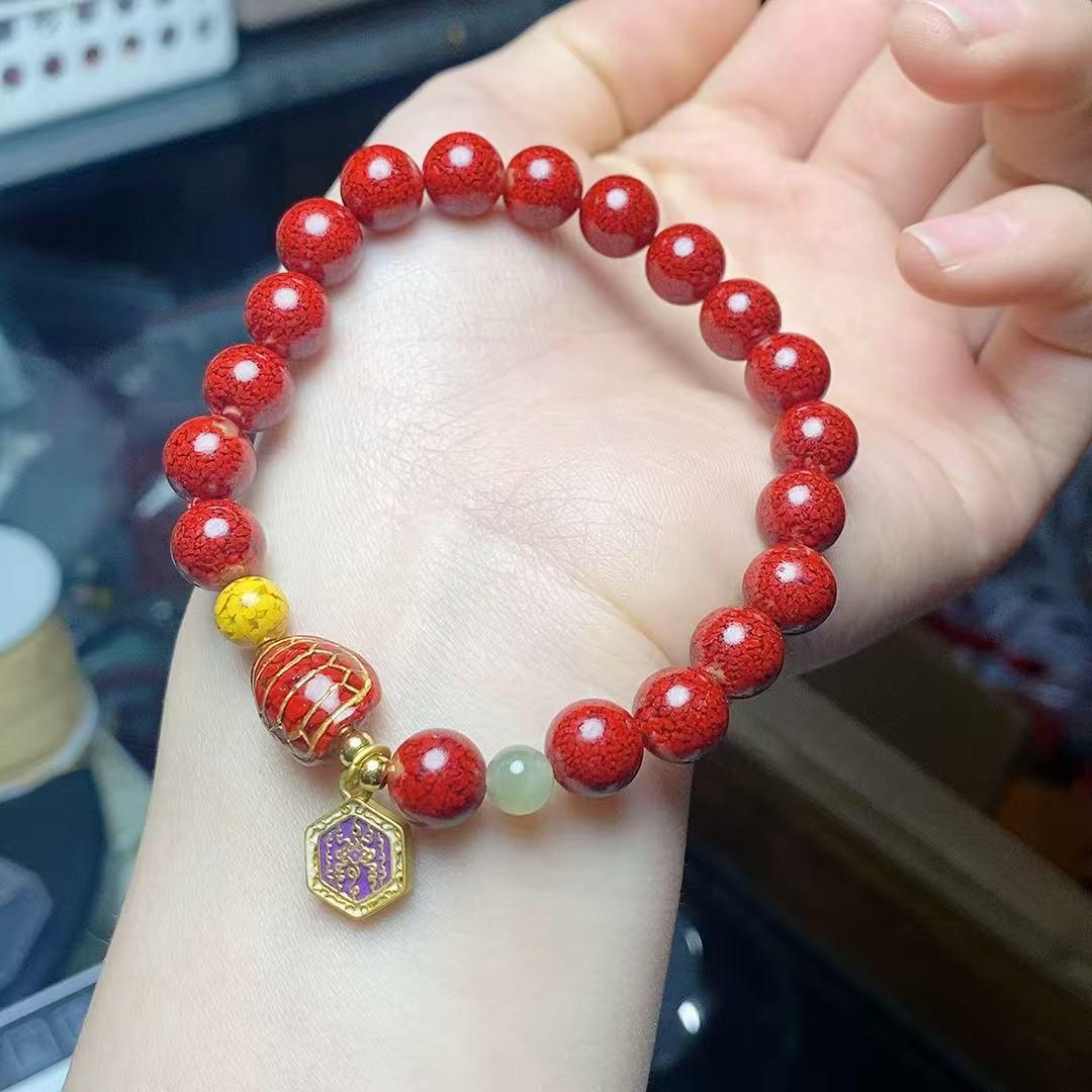 Medium Crystal Sand Single-Strand Bracelet: Simple, Versatile, Fashionable, Exquisite, Unisex Live Stream Accessory киноварь