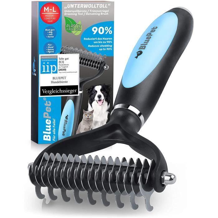 BluePet® Brosse Pour Chien Et Chat Pour Poils Longs - Peigne De Toilettage Pour sous-Poil Élimine Les Poils Morts Et Les Feutrages -