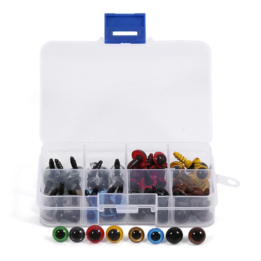 80pcs 40Pairs 8 Color Mix 10mm Safety Eyes Box for Teddy Bear Stuffed Toy Animal Puppet Doll