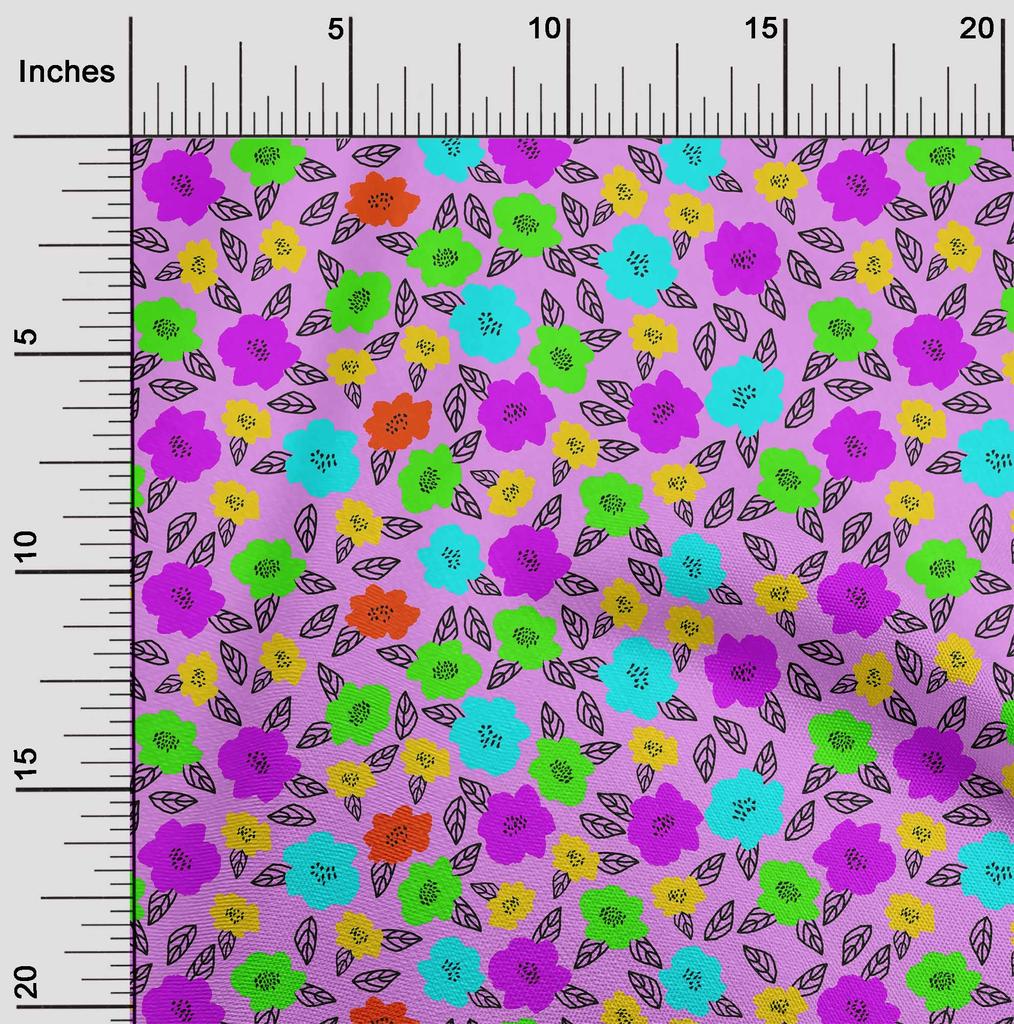 oneOone Cotton Flex Ronchi Fabric Leaves & Flower Quilting Supplies Print Sewing Fabric By The Yard 40 Inch