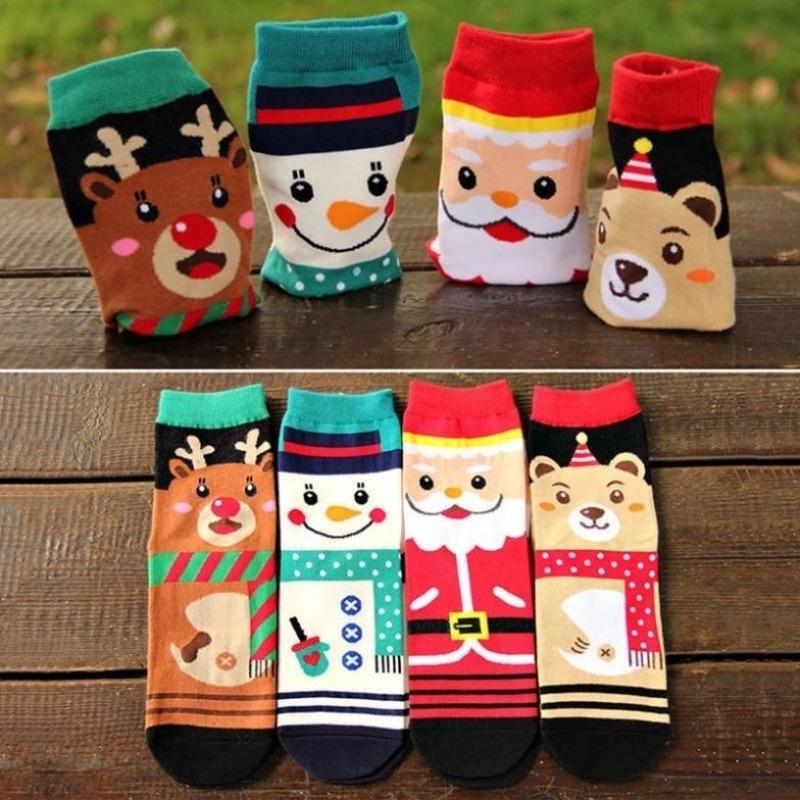 1 Pair Christmas Women Girl Winter Warm Cotton Socks Santa Claus Reindeer Snowman Bear