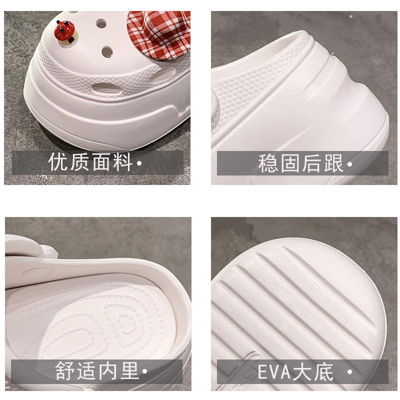 Super thick-soled hole shoes for women's summer wear 2025 new cute seaside non-slip beach bag head sandals for women