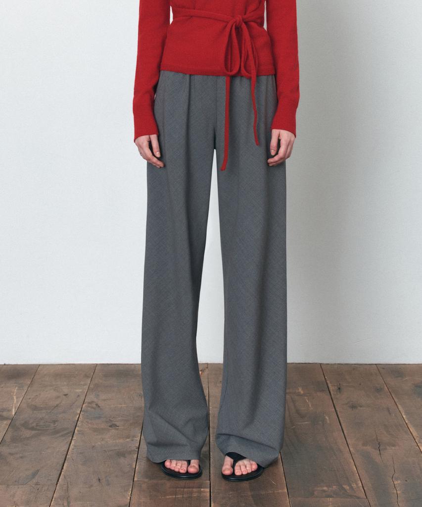 Siyajyu Sipt7192 Comfort Wide Elastic Waist Slacks_Melange Gray