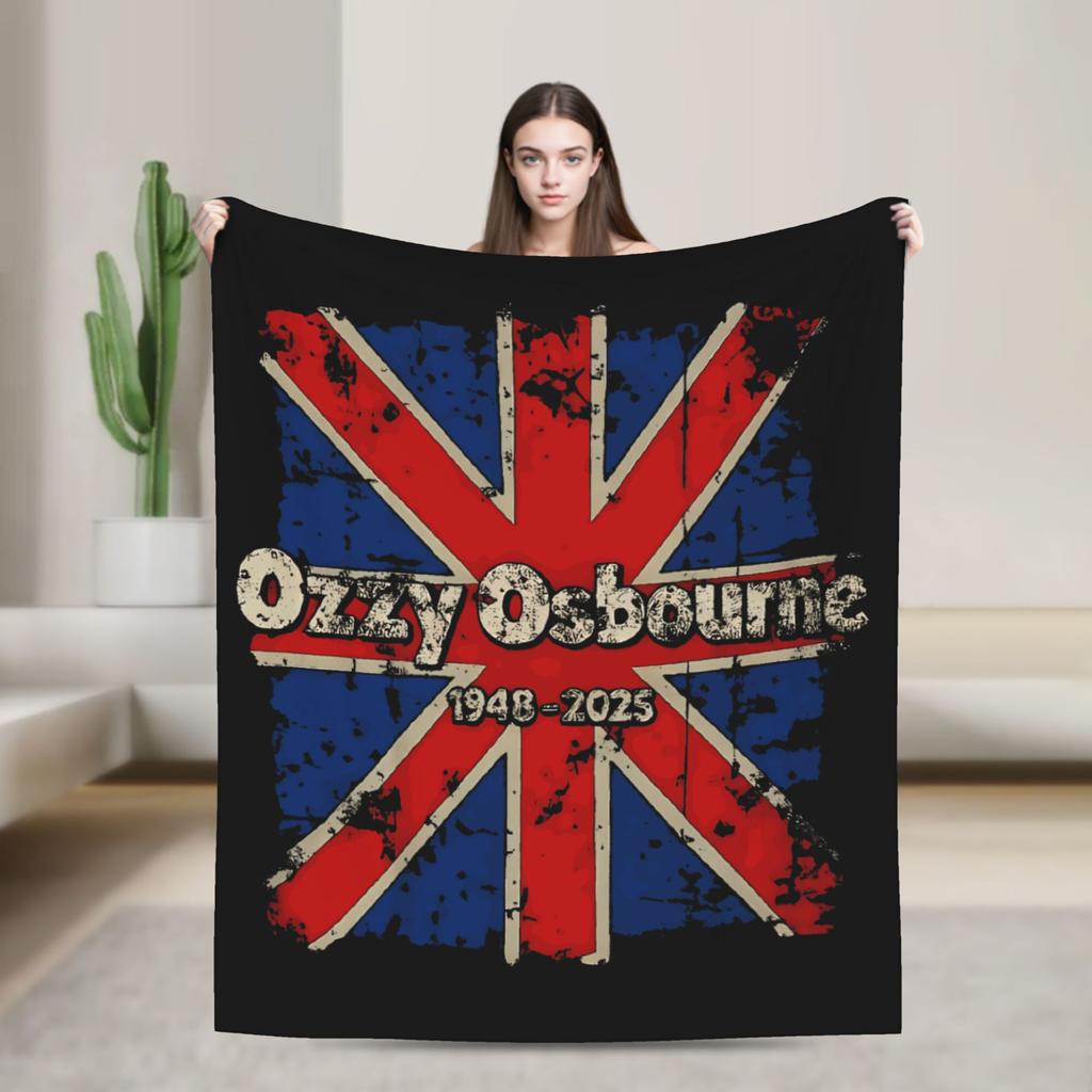 Ozzy RIP Ozzy Osbourne Koc w stylu vintage Koc podróżny do biura Koc flanelowy na zewnątrz Ciepły Miękki Wysokiej jakości Pled Prezent